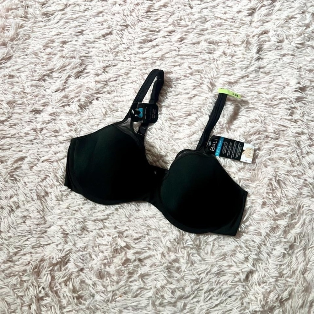 Bali Black Smoothing Padded Underwire Bra Womens 42B Classic Utility Essential